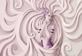 Fotobehang Sculpture Yoga Woman Swirl Greek  | XL - 208cm x 146cm | 130g/m2 Vlies