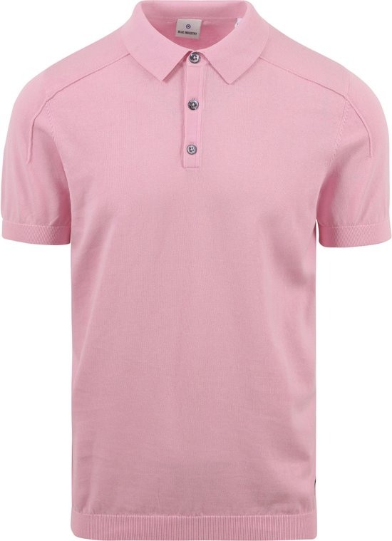 Blue Industry - Knitted Poloshirt Roze - Modern-fit - Heren Poloshirt Maat L