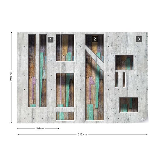 Papiers peints Planches de bois abstraites modernes | XXL - 312 cm x 219 cm | Polaire 130g / m2
