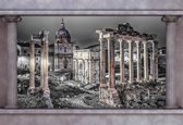 Fotobehang Rome City Ruins Window View | XXL - 312cm x 219cm | 130g/m2 Vlies
