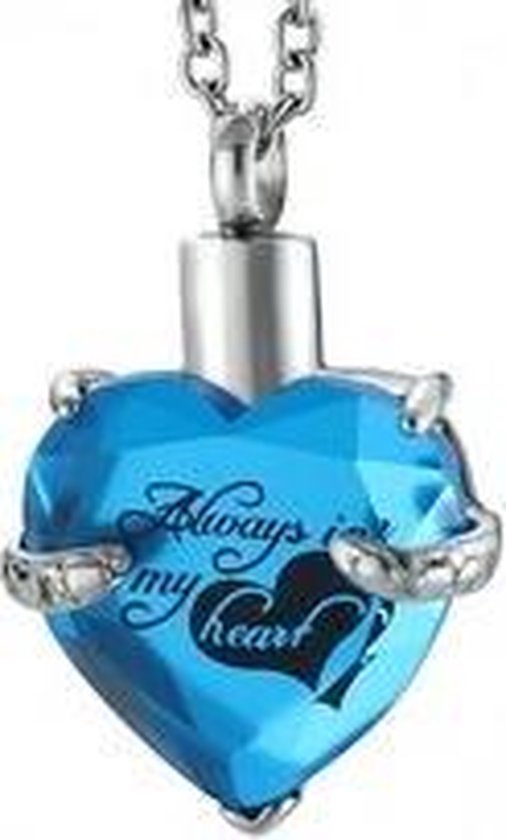 Stalen Ashanger Hart Blauw Zirkonia Bol