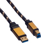 ROLINE 11.88.8900 câble USB 0,8 m USB 3.2 Gen 1 (3.1 Gen 1) USB A USB B Noir, Or