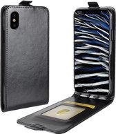 geschikt voor Apple iPhone Xs Max Flip case zwart leer