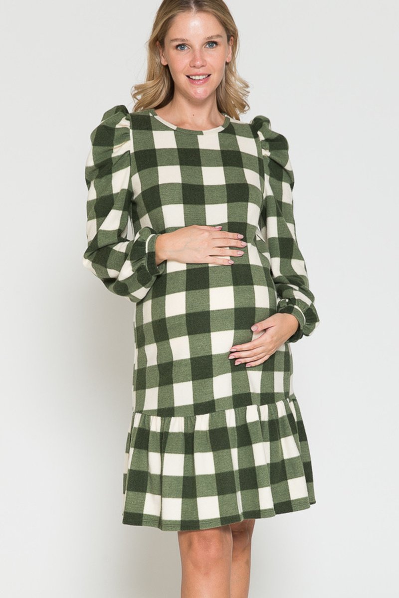 Midi jurk met ruitjesprint, rood Maat: XL
