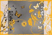 Fotobehang Pattern Flowers Butterflies Nature | XL - 208cm x 146cm | 130g/m2 Vlies