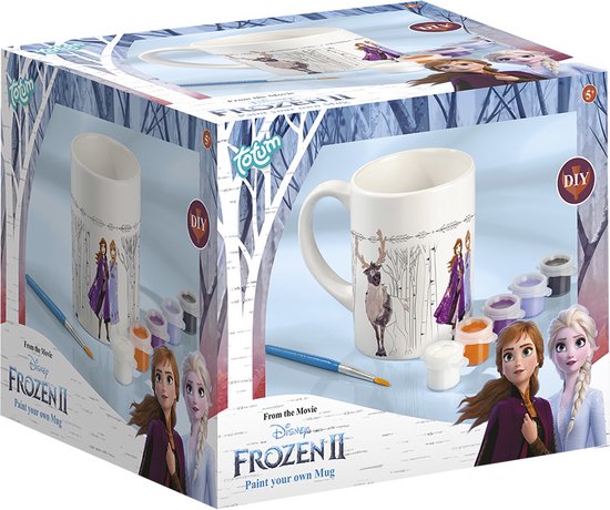 Foto: Disney frozen mok beschilderen inkleurbeker totum knutselset wit keramiek 3 delig tekenen en kleuren cadeautip home deco