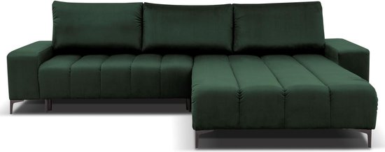 Canapé d'angle réversible en velours vert DIALLA L 304 cm x H 93 cm x P 200  cm | bol