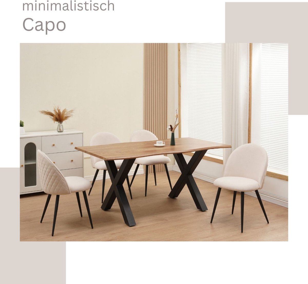 Albatros Capo Eetkamerstoelen met Stoffen Bekleding, Set van 4, Beige - Stijlvol Vintage Ontwerp, stoffen bekleding, SGS-getest Gestoffeerde Stoel - Moderne Keukenstoel, Eetkamerstoel – foto 3