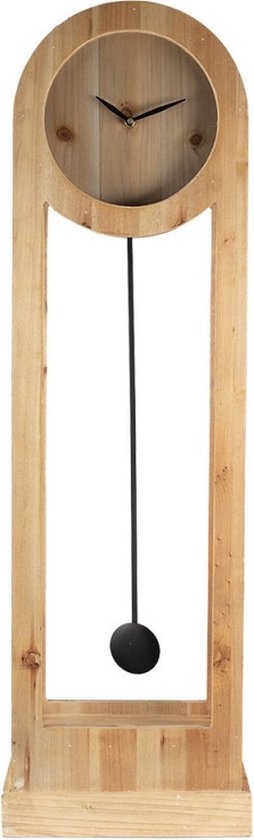 Staande klok 28x100 cm Bruin Zwart Hout Rechthoek Klok op Voet Staande Klok Woonkamer Keukenklok