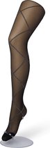 Bonnie Doon Collant Femme Carreaux 20 Deniers Zwart Taille L/XL - Glitter - Collants Chique - Motif Carreaux Paillettes - Bord Large - Confort - Carreaux - Diamant - Imprimé Carreaux - Collant Lurex Rhombus - Festif - Noir - Comfort