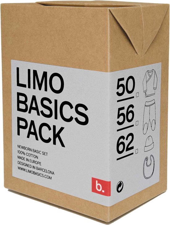 Limobasics pack lichtgrijs (trui, broekje, muts en slab) - maat 50