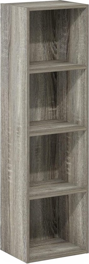 Bastix - Boekenkast met open planken, 4 niveaus, Frans eiken
