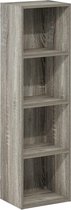 Bastix - Boekenkast met open planken, 4 niveaus, Frans eiken