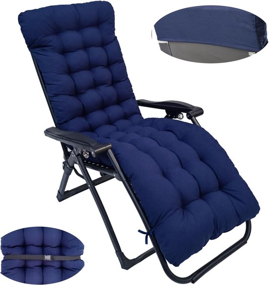 Smgbway Ligkussen 170x53x8 Cm – Extra Dik Met Antislip Gespen, Geschikt Voor Tuin-, Lig- En Klapstoelen, Binnen En Buiten