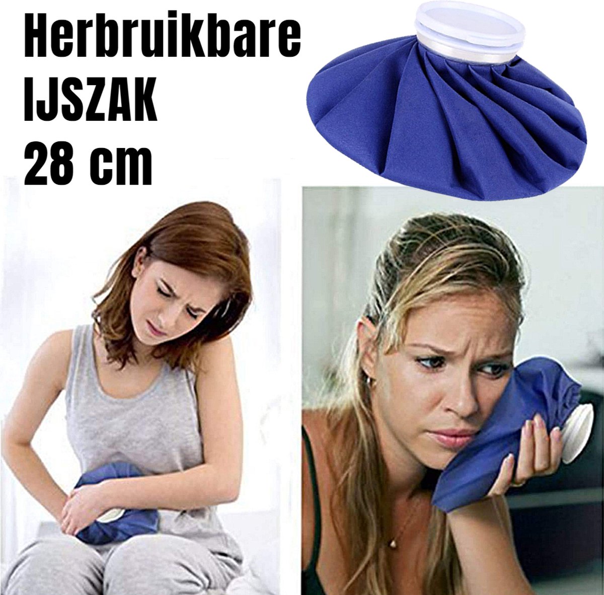 Goedkoopste Allernieuwste.nl® IJszak Herbruikbaar voor Warme en Koude Therapie - Knie Hoofd Been Letsel Pijnbestrijding IJzak - Maat L, 28 cm - Blauw