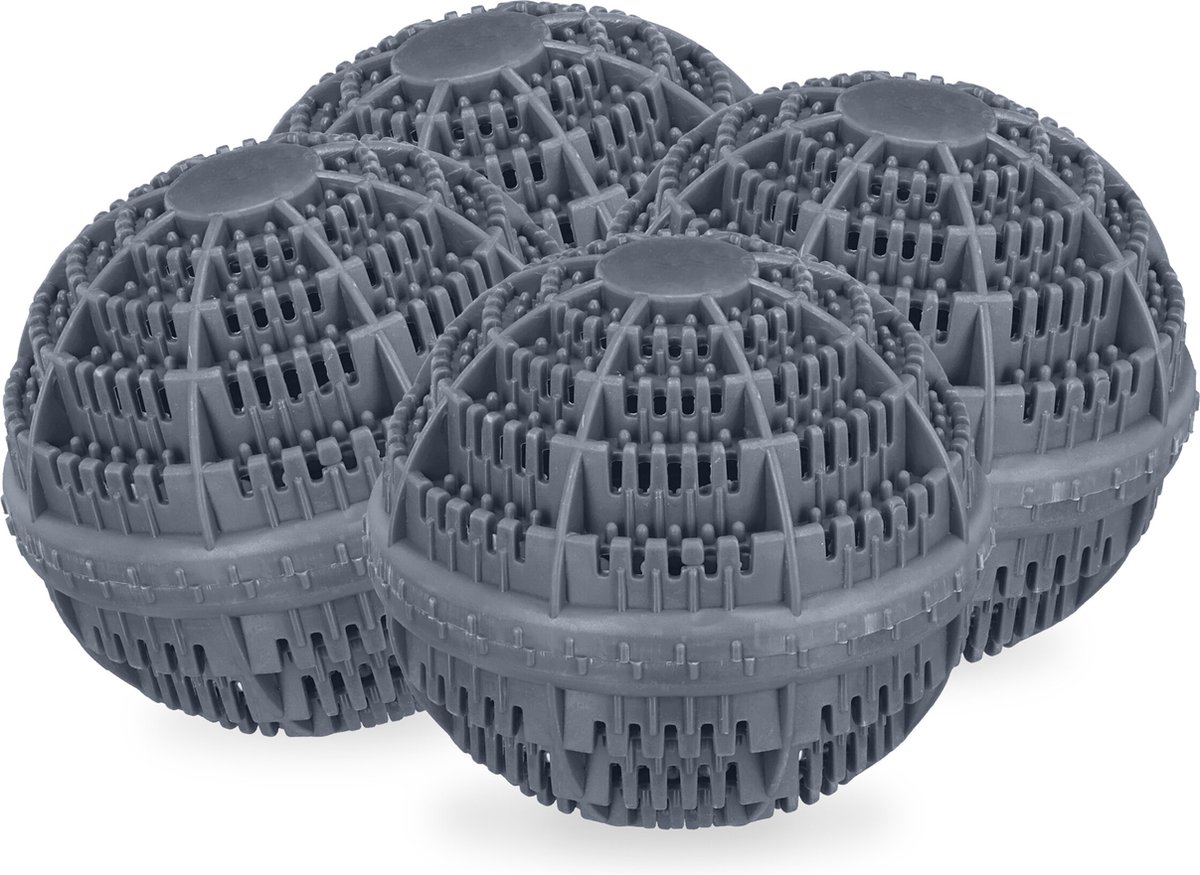 Goedkoopste wasbol set van 4 - voor wasmachine - tot 90°C - kunststof - grijs