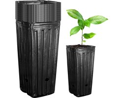 Kweekpotten set - Kweekpot zwart - 20 Stuks - Ø9cm - hoogte 20cm - bloempotten kunststof - Bloempotten voor Binnen - Bloempot voor binnen en buiten - Kunststof bloempot - kruidenpotten met meerdere afvoergaten - hergebruiken