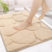 Badmat beige, zacht, pluizig badkamertapijt, machinewasbaar, antislip, wasbaar, hoogpolig, badtapijt, absorberend, douchemat voor badkamer, douche, 60 x 90 cm