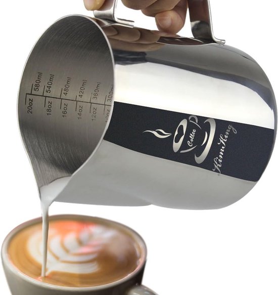 Pichet à Lait Inox 600ml Pour Latte Art - Bec Verseur Sans Goutte, Couleur Violette