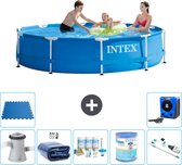 Intex Rond Frame Zwembad - 305 x 76 cm - Blauw - Inclusief Pomp Solarzeil - Onderhoudspakket - Filter - Stofzuiger - Vloertegels - Warmtepomp