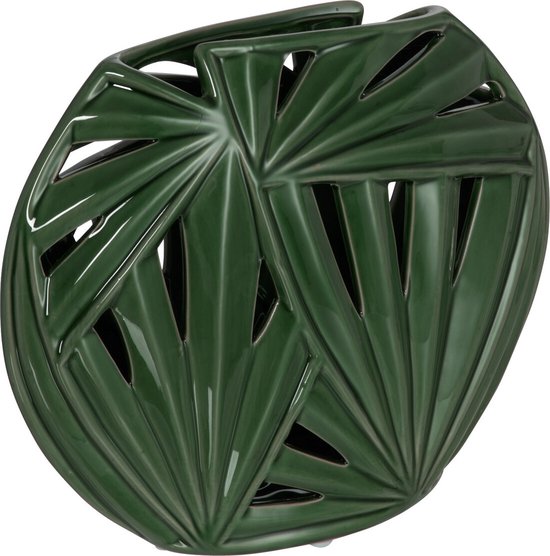 Vase ovale en céramique tropicale vert petit