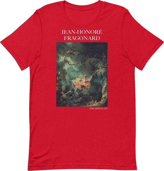 Jean-Honoré Fragonard 'De Schommel' ("The Swing") Beroemd Schilderij T-Shirt | Unisex Klassiek Kunst T-shirt | Rood | XS