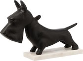 J-Line figuur Hond Op Voet - aluminium/marmer - zwart/wit