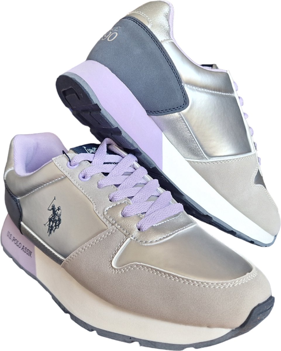 Polyester Sneaker Met Contrasterende Details En Logoprint