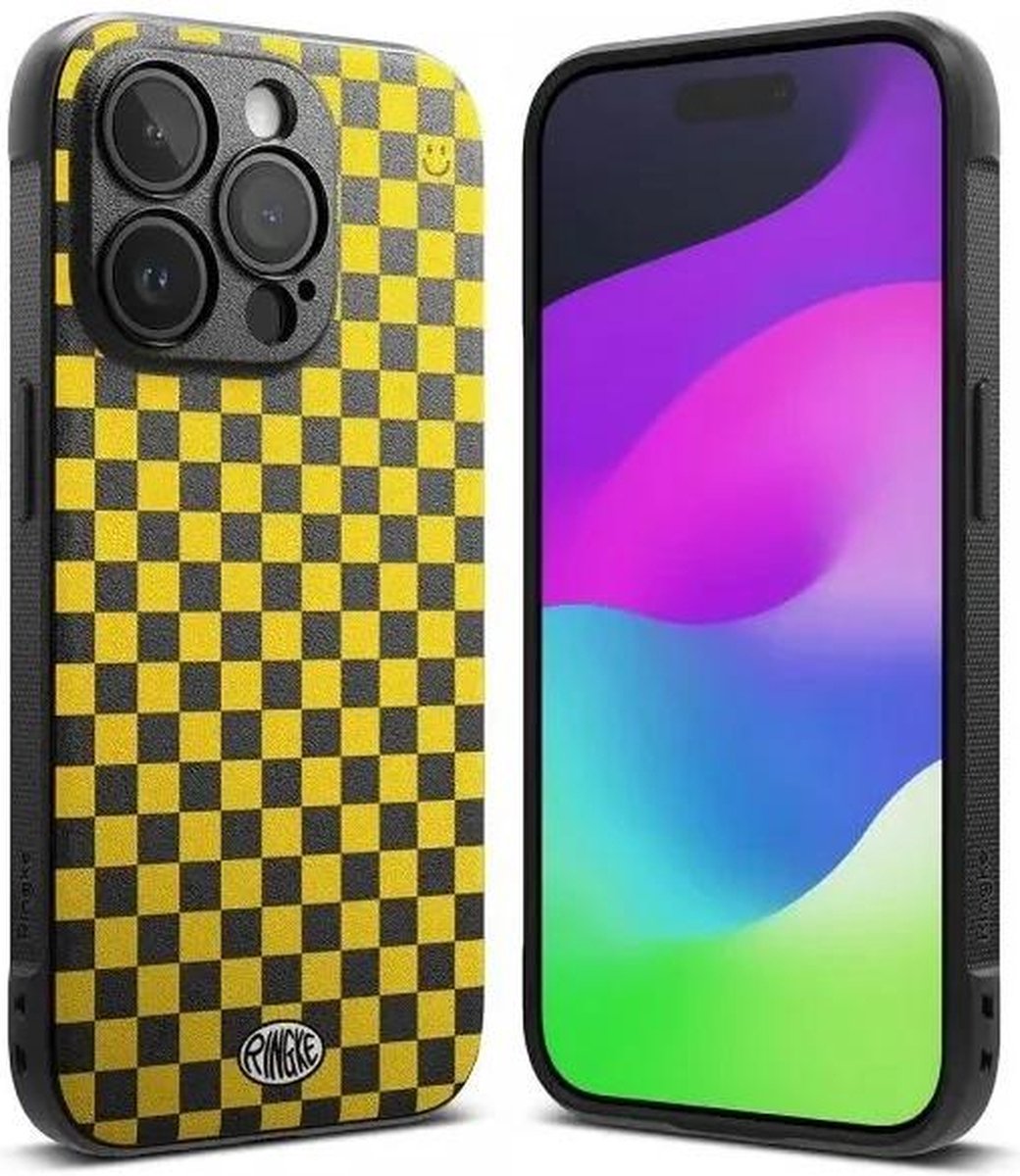 Ringke Onyx Design iPhone 15 Pro Max Hoesje Flexibel TPU Checkerboard