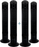JAP Appliances Quebec - Ventilator met timer (4 stuks) - Torenventilator met 3 snelheden - Zwart