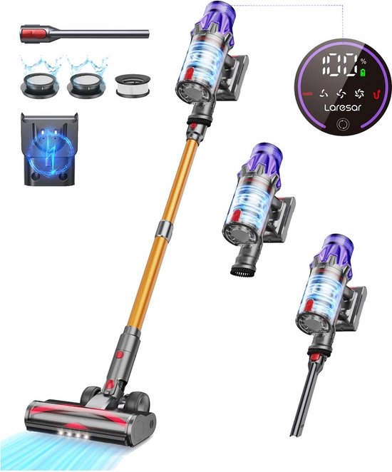 aonus A7 Stick Vacuum Cleaner Cordless with Touch Screen, Strong Suction of 40KPa, Dust Automatic Detecting with Anti-Tangle Brush Roller