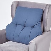 Rugkussen voor fauteuil, donkerblauw, 68 x 58 cm, lendenkussen sofa, 15 cm dik rugsteunkussen, bed met katoenen overtrek