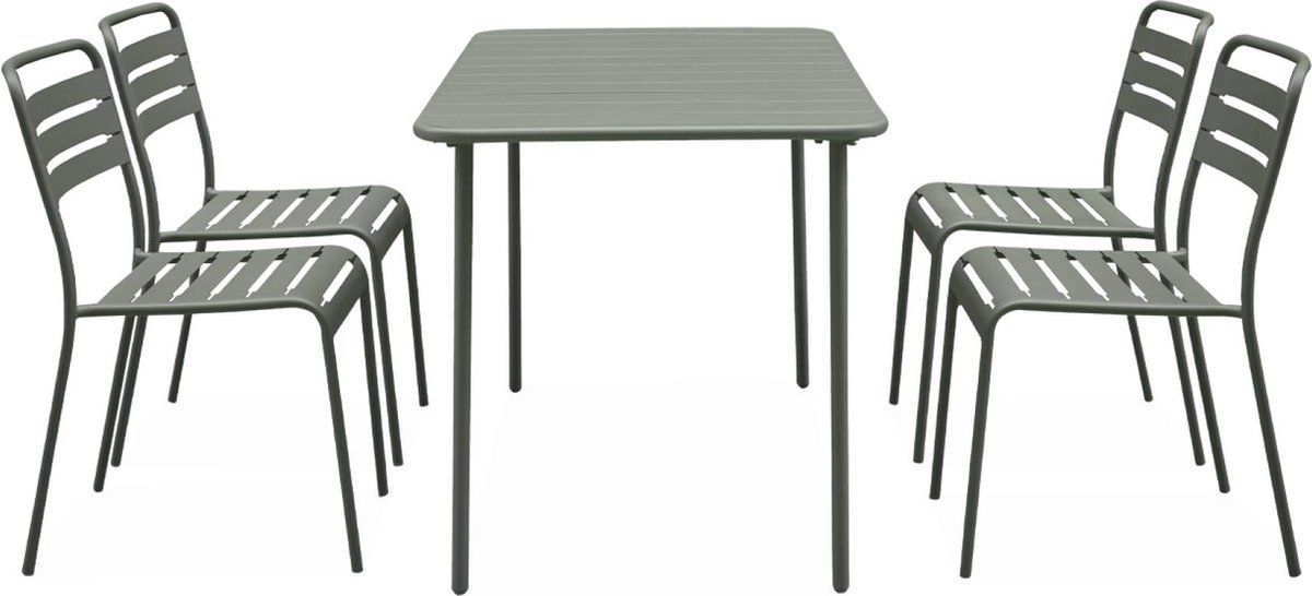 sweeek - Tuintafel en 4 stoelen metaal - amélia