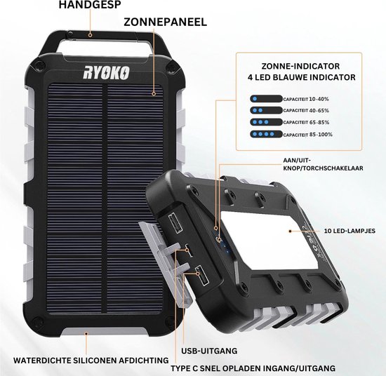 Solar-Powerbank mit Kurbel und Kabeln 43 % günstiger Solar-Powerbank mit Kurbel und Kabeln 43 % günstiger