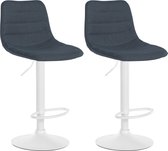 CLP Lex Set de 2 tabourets de bar - Avec dossier - Repose-pieds - Tissu - Métal blanc mat gris foncé