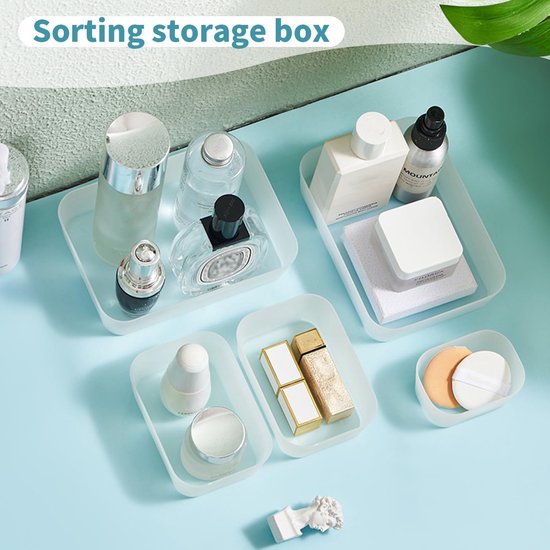 NEAT AND NICE - 4-delige zwart transparante lade-organizer incl. anti-slip pads in 3 maten | opbergsysteem voor laden | make-up organizer voor make-uptafel