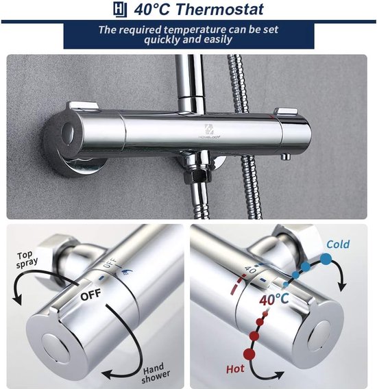 Grohe Grohtherm 1000 Performance doucheset en thermostaatkraan 12cm 2 straalsoorten chroom