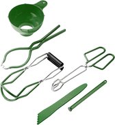 Lift Inblikken Kit Magnetische Mason Jar Deksel Sleuteltang Gauge Huishoudelijke Benodigdheden 6 Delige Set (Groen)