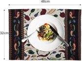 Boho jacquard placemats, set van 6 - Chili epers design | vintage stijl | elke maat 48x32 cm | geweven Bohemian wandtapijt voor eten - machinewasbaar