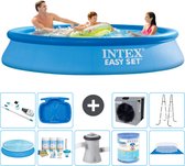 Intex Rond Opblaasbaar Easy Set Zwembad - 305 x 61 cm - Blauw - Inclusief Solarzeil - Onderhoudspakket - Zwembadfilterpomp - Filter - Grondzeil - Stofzuiger - Ladder - Voetenbad - Warmtepomp