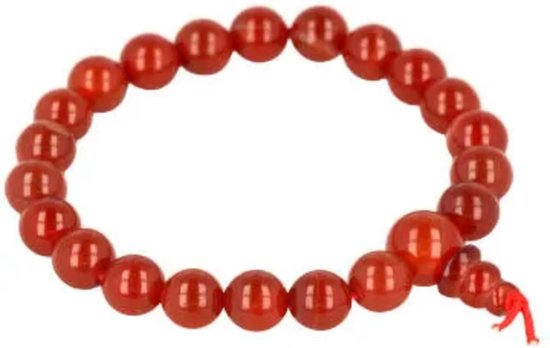 Oranje carneool kralenarmband met rode draad