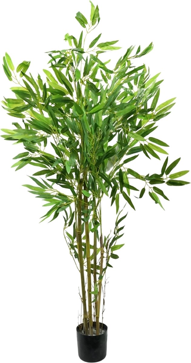 Budgetland Kunstplant Bamboe in Pot 115 cm – Realistische Bamboeplant – Onderhoudsvrij – Groen Decoratief