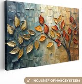 Canvas schilderij 90x60 cm - Wanddecoratie Boom - Abstract - Natuur - Kunst - Muurdecoratie woonkamer - Kamer decoratie modern - Abstracte schilderijen