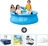 Intex Rond Opblaasbaar Easy Set Zwembad - 183 x 51 cm - Blauw - Walvis - Inclusief Solarzeil - Onderhoudspakket - Zwembadfilterpomp - Filterbollen