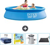 Intex Rond Opblaasbaar Easy Set Zwembad - 244 x 61 cm - Blauw - Inclusief Solarzeil - Onderhoudspakket - Zwembadfilterpomp - Solar Mat