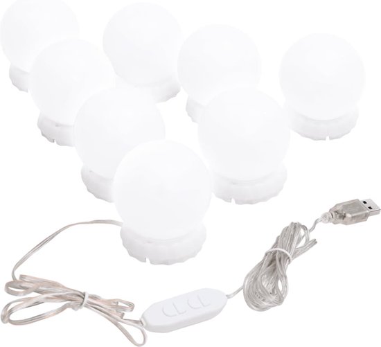 Miroir mural sans cadre avec lampes LED verre rond