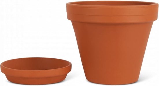 Pot de Fleur en Terre Cuite avec Soucoupe - Oranje - Ø 20 cm - Hauteur : 17,5 cm