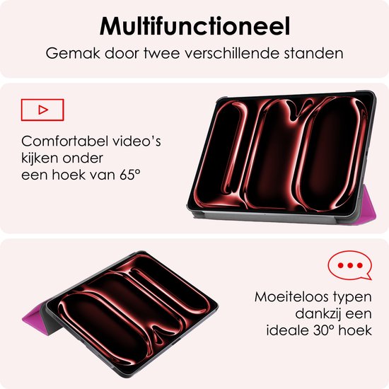 Étui adapté pour iPad Pro 2024 (11 pouces) Étui à couverture rigide avec protecteur d'écran - Violet