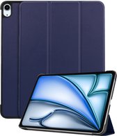 Hoes Geschikt voor iPad Air 2024 (13 inch) Hoes Book Case Hoesje Trifold Cover - Hoesje Geschikt voor iPad Air 6 (13 inch) Hoesje Bookcase - Donkerblauw