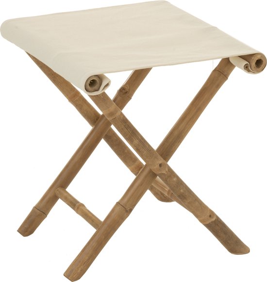 J-Line chaise pliable - bambou et textile - naturel et blanc